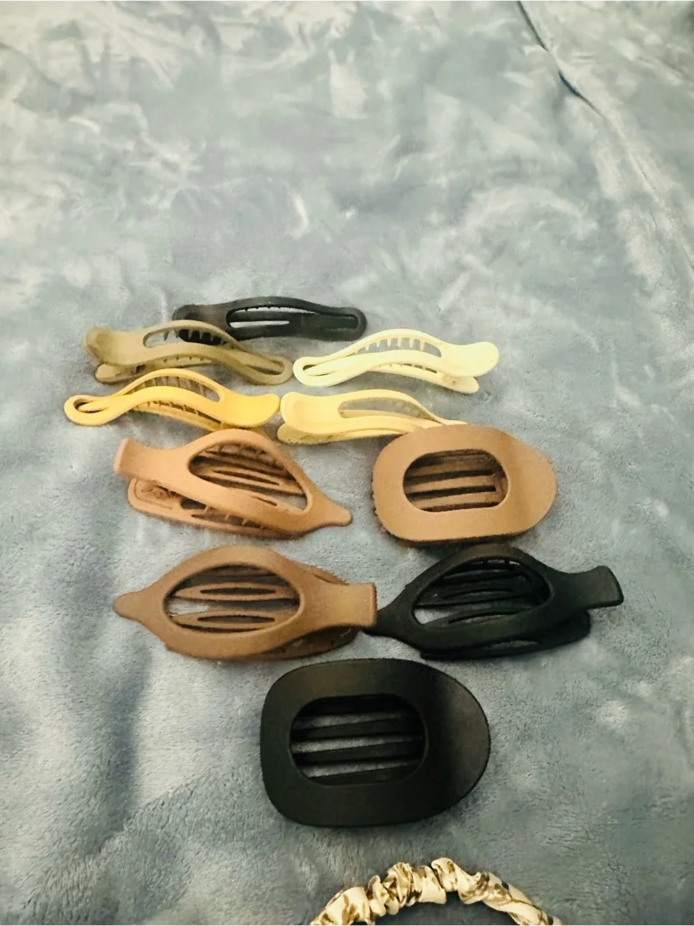 12 pc Mixed Neutral Hair Clips and Fabric Headbands - Black, Tan, Cream
